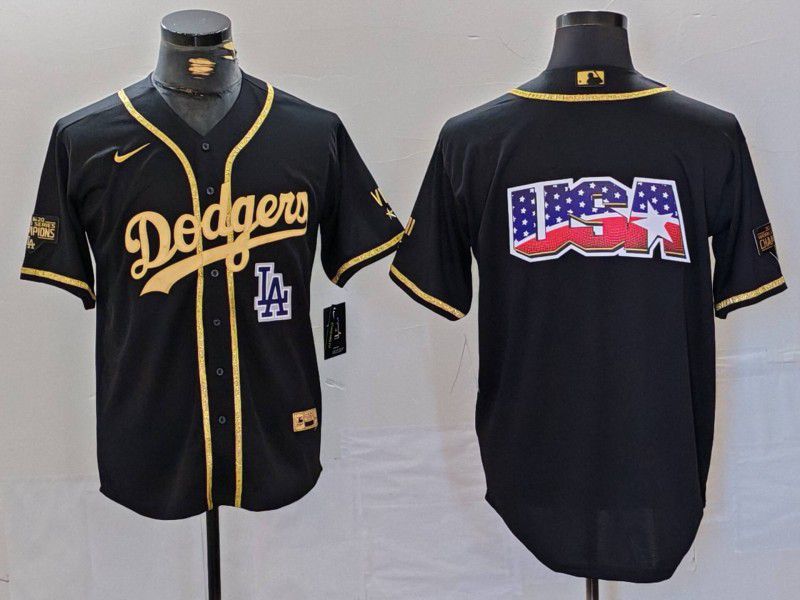 Men Los Angeles Dodgers Blank Black gold Fashion Nike Game MLB Jersey style 7063
